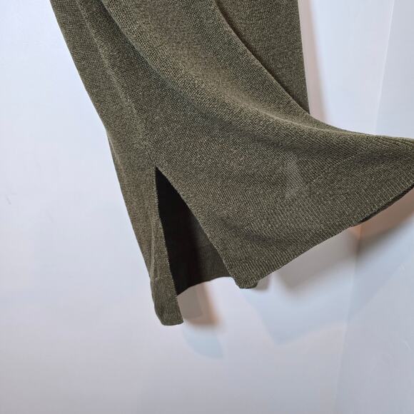 Lucky Brand V-Neck Sweater Vest Size M Olive Green Linen Blend Side Slits Boho - Picture 4 of 8